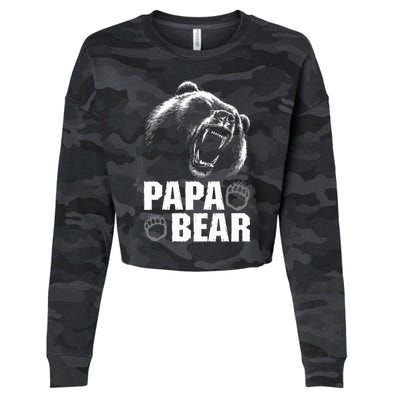 Papa Bear Dad Fathers Day Cool Gift Cropped Pullover Crew