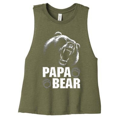 Papa Bear Dad Fathers Day Cool Gift Women's Racerback Cropped Tank