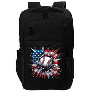 Patriotic Baseball Design Usa American Flag Boy 4th Of July Impact Tech Backpack