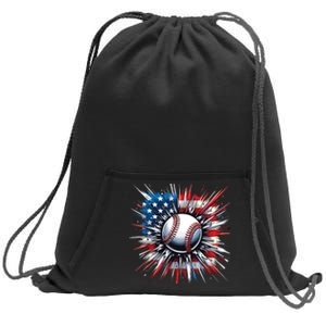 Patriotic Baseball Design Usa American Flag Boy 4th Of July Sweatshirt Cinch Pack Bag