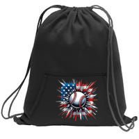 Patriotic Baseball Design Usa American Flag Boy 4th Of July Sweatshirt Cinch Pack Bag