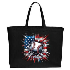 Patriotic Baseball Design Usa American Flag Boy 4th Of July Cotton Canvas Jumbo Tote