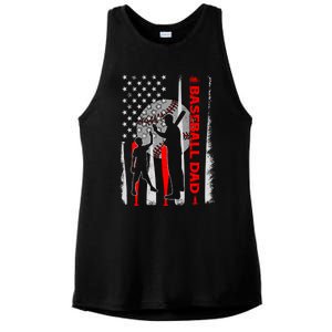 Proud Baseball Dad American Flag Fathers Day Gift Ladies PosiCharge Tri-Blend Wicking Tank