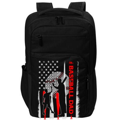 Proud Baseball Dad American Flag Fathers Day Gift Impact Tech Backpack