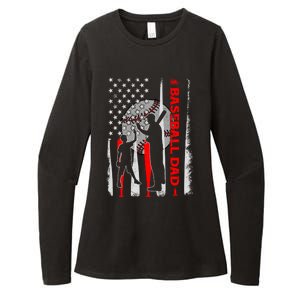 Proud Baseball Dad American Flag Fathers Day Gift Womens CVC Long Sleeve Shirt