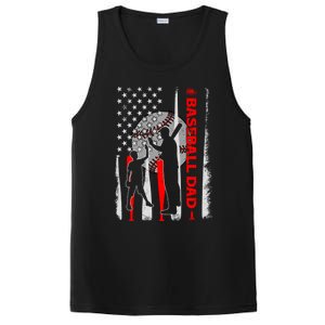 Proud Baseball Dad American Flag Fathers Day Gift PosiCharge Competitor Tank