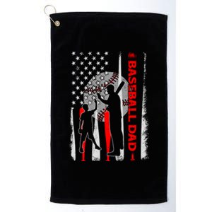 Proud Baseball Dad American Flag Fathers Day Gift Platinum Collection Golf Towel