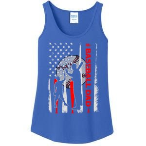 Proud Baseball Dad American Flag Fathers Day Gift Ladies Essential Tank