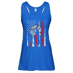 Proud Baseball Dad American Flag Fathers Day Gift Ladies Essential Flowy Tank