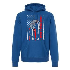 Proud Baseball Dad American Flag Fathers Day Gift Premium Hoodie