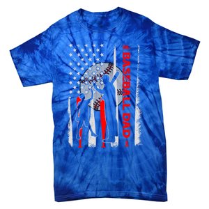 Proud Baseball Dad American Flag Fathers Day Gift Tie-Dye T-Shirt