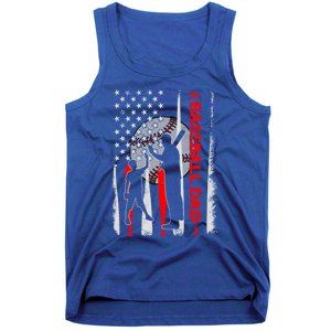 Proud Baseball Dad American Flag Fathers Day Gift Tank Top