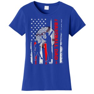 Proud Baseball Dad American Flag Fathers Day Gift Women's T-Shirt