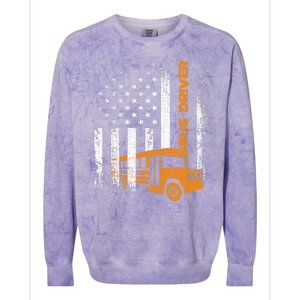 Patriotic Bus Driver USA American Flag - School Bus Driver Colorblast Crewneck Sweatshirt