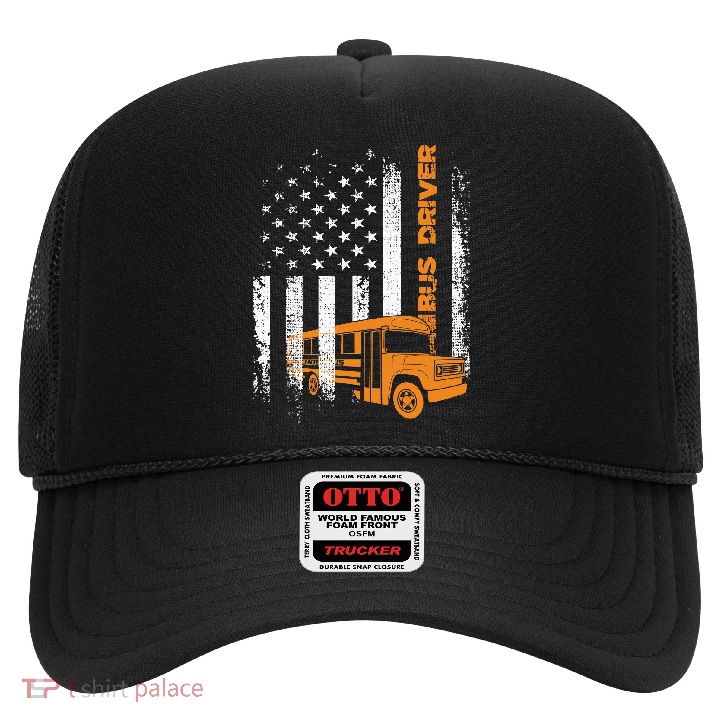Patriotic Bus Driver USA American Flag - School Bus Driver Trucker Hat