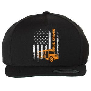 Patriotic Bus Driver USA American Flag - School Bus Driver Wool Snapback Cap