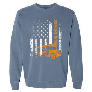 Patriotic Bus Driver USA American Flag - School Bus Driver Garment-Dyed Sweatshirt