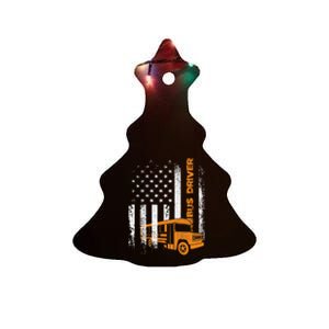 Patriotic Bus Driver USA American Flag - School Bus Driver Ceramic Tree Ornament