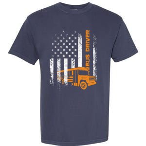 Patriotic Bus Driver USA American Flag - School Bus Driver Garment-Dyed Heavyweight T-Shirt