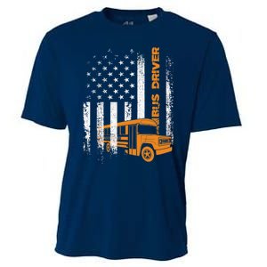 Patriotic Bus Driver USA American Flag - School Bus Driver Cooling Performance Crew T-Shirt