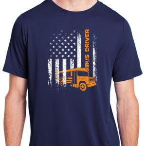 Patriotic Bus Driver USA American Flag - School Bus Driver Adult ChromaSoft Performance T-Shirt