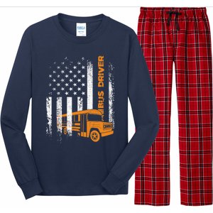 Patriotic Bus Driver USA American Flag - School Bus Driver Long Sleeve Pajama Set