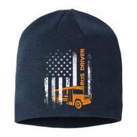 Patriotic Bus Driver USA American Flag - School Bus Driver Sustainable Beanie