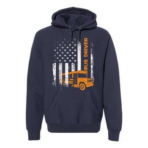 Patriotic Bus Driver USA American Flag - School Bus Driver Premium Hoodie