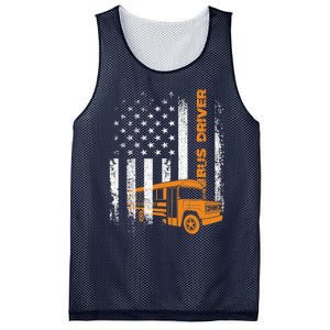 Patriotic Bus Driver USA American Flag - School Bus Driver Mesh Reversible Basketball Jersey Tank