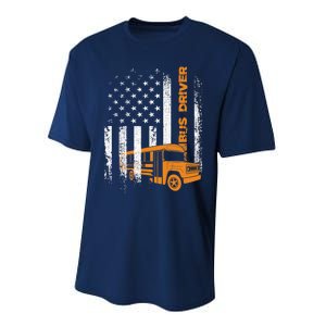 Patriotic Bus Driver USA American Flag - School Bus Driver Performance Sprint T-Shirt