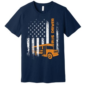 Patriotic Bus Driver USA American Flag - School Bus Driver Premium T-Shirt