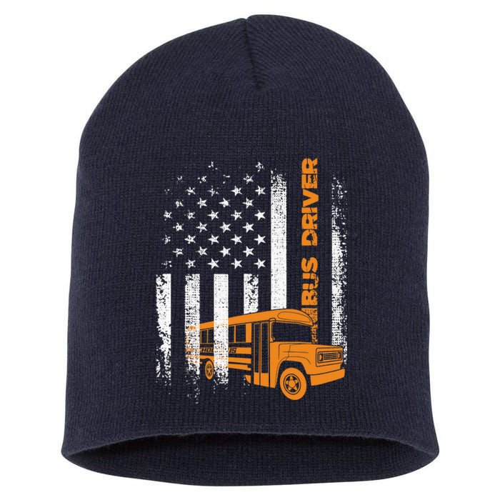 Patriotic Bus Driver USA American Flag - School Bus Driver Short Acrylic Beanie