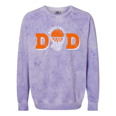 Proud Basketball Dad Funny Family Matching Fathers Day Gift Colorblast Crewneck Sweatshirt