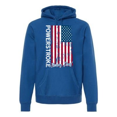 Powerstroke Burning Diesel American Flag Usa Great Gift Premium Hoodie