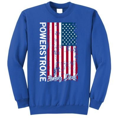 Powerstroke Burning Diesel American Flag Usa Great Gift Tall Sweatshirt