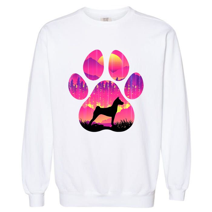 Paw Basenji Dog Mom Dad Mountains Sunset Garment-Dyed Sweatshirt