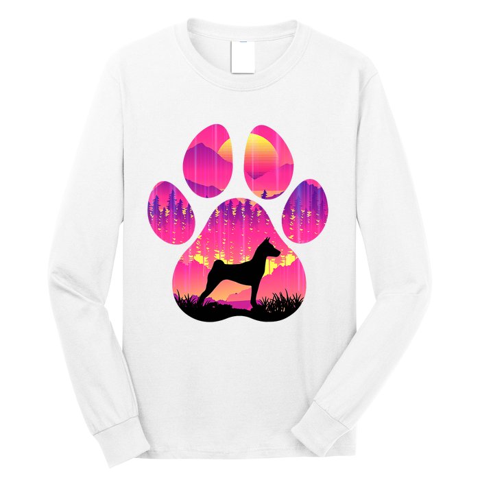 Paw Basenji Dog Mom Dad Mountains Sunset Long Sleeve Shirt