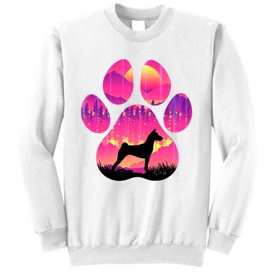 Paw Basenji Dog Mom Dad Mountains Sunset Sweatshirt