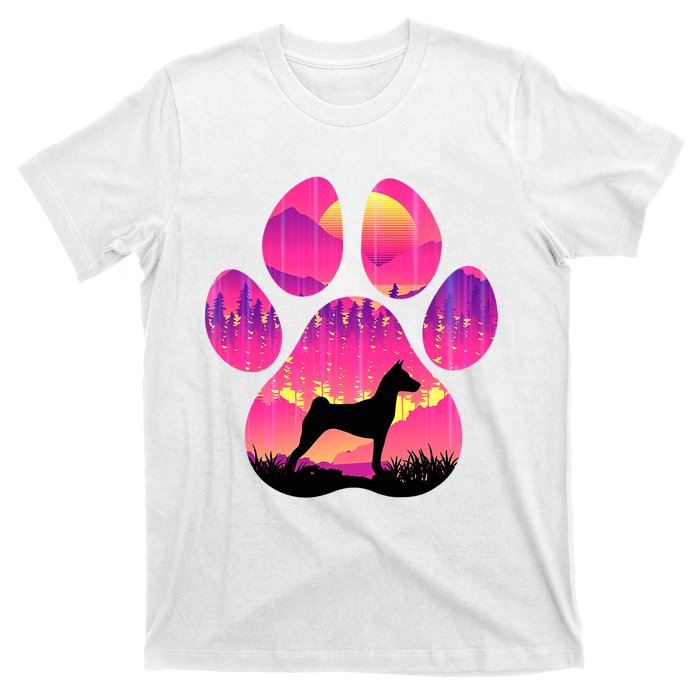 Paw Basenji Dog Mom Dad Mountains Sunset T-Shirt