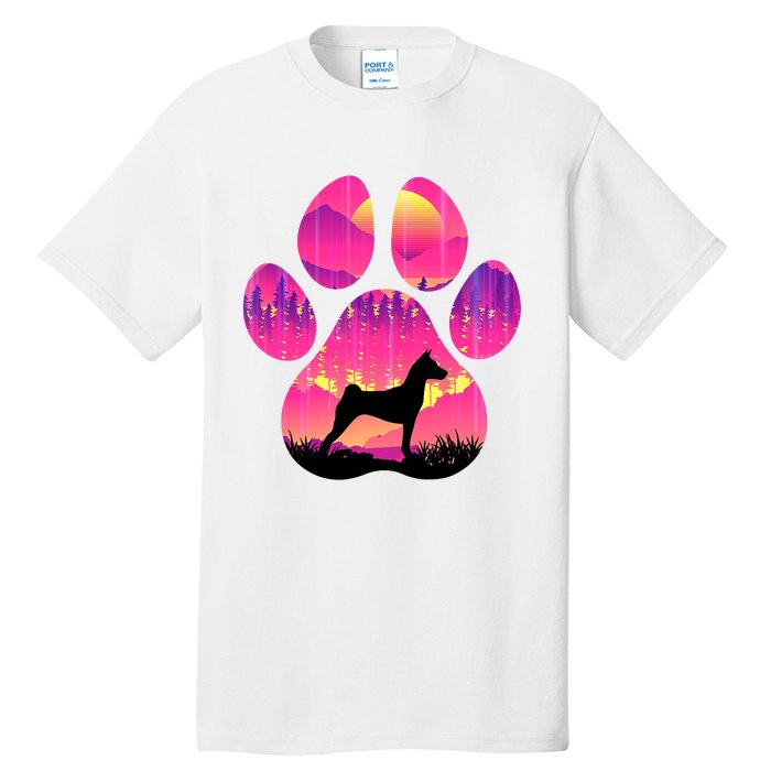 Paw Basenji Dog Mom Dad Mountains Sunset Tall T-Shirt