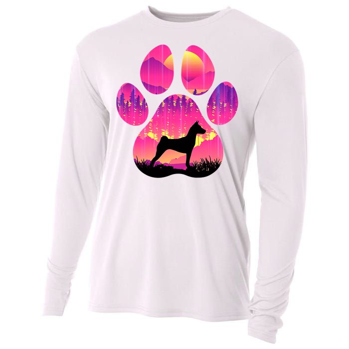 Paw Basenji Dog Mom Dad Mountains Sunset Cooling Performance Long Sleeve Crew