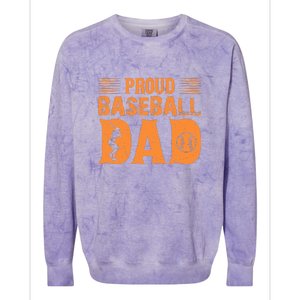 Proud Baseball Dad Gift For Baseball Player Father's Day Colorblast Crewneck Sweatshirt