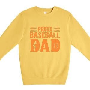 Proud Baseball Dad Gift For Baseball Player Father's Day Premium Crewneck Sweatshirt