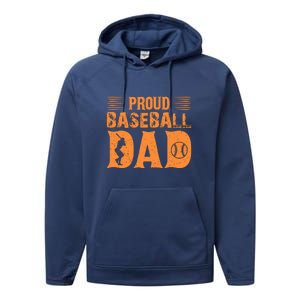 Proud Baseball Dad Gift For Baseball Player Father's Day Performance Fleece Hoodie