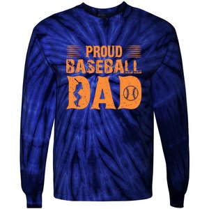 Proud Baseball Dad Gift For Baseball Player Father's Day Tie-Dye Long Sleeve Shirt