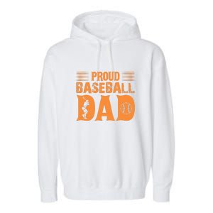 Proud Baseball Dad Gift For Baseball Player Father's Day Garment-Dyed Fleece Hoodie