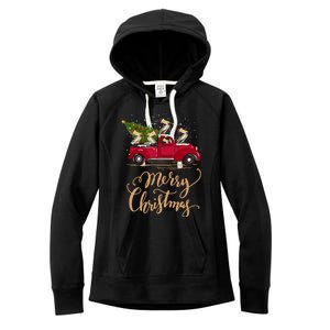 Pelicans Bird Driving Christmas Tree Truck Pelican Christmas Gift Women's Fleece Hoodie