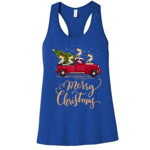 Pelicans Bird Driving Christmas Tree Truck Pelican Christmas Gift Women's Racerback Tank