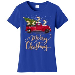 Pelicans Bird Driving Christmas Tree Truck Pelican Christmas Gift Women's T-Shirt