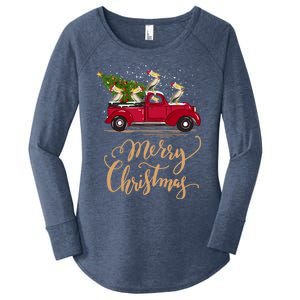 Pelicans Bird Driving Christmas Tree Truck Pelican Christmas Gift Women's Perfect Tri Tunic Long Sleeve Shirt